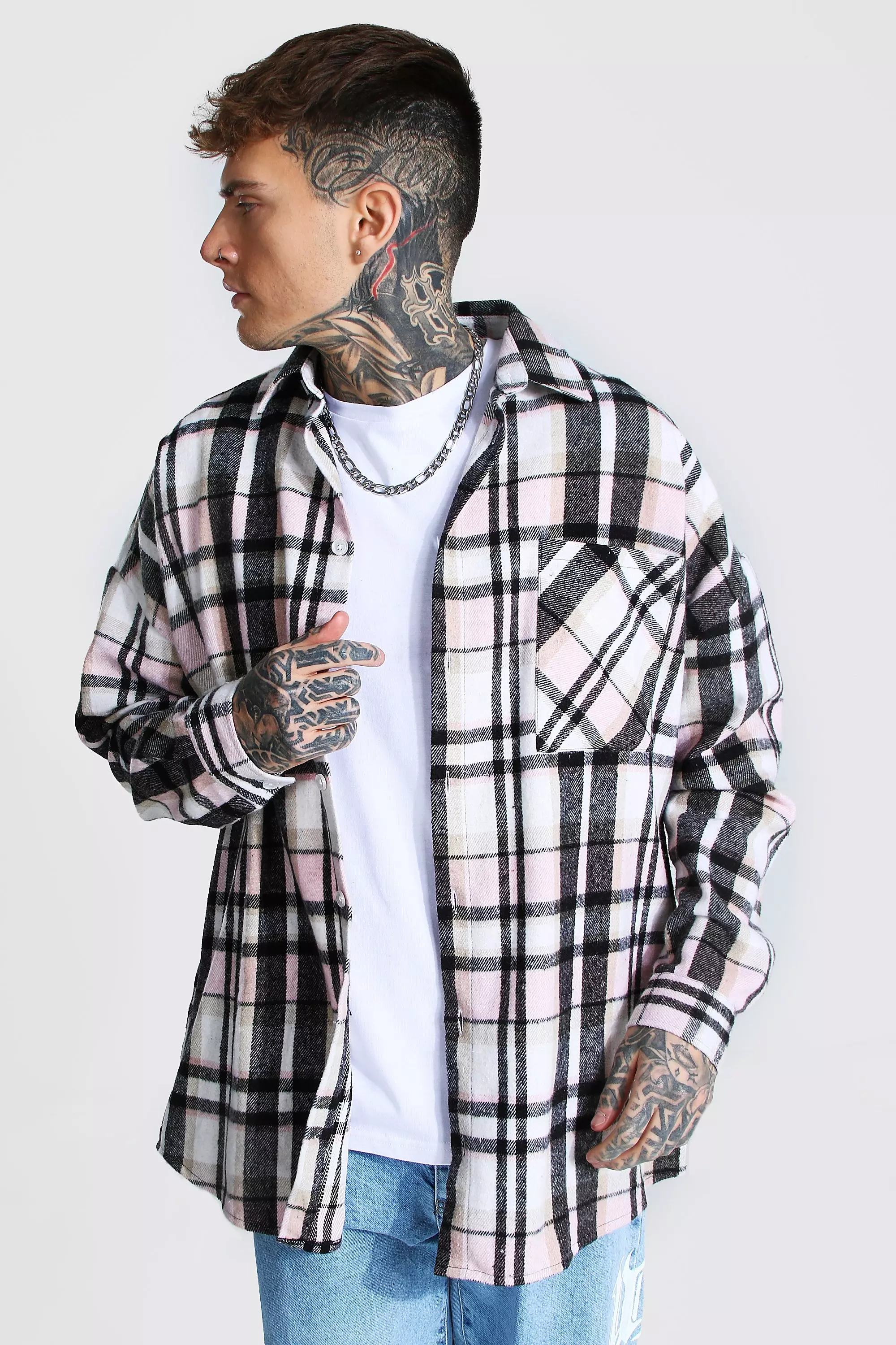 Oversized flannel shop jacket mens